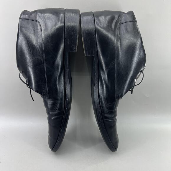 Gucci Chukka Boots Men Size 13 Black Leather Vintage Plain Toe Lace Up Mid Shoes - Picture 6 of 10